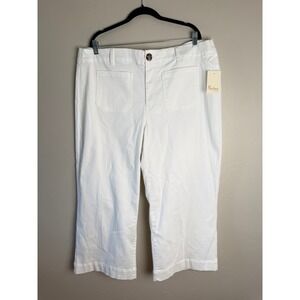 Nurture by Westbound White Denim Capri Pants Womens Stretch Crop Patch Pockets